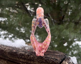 Pink Floral Thinker Statue