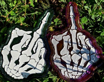 Custom Skull Tray, Middle Finger Tray, Edgy Decor, Desk Decor, Ring Dish, Spooky, Jewelry Dish