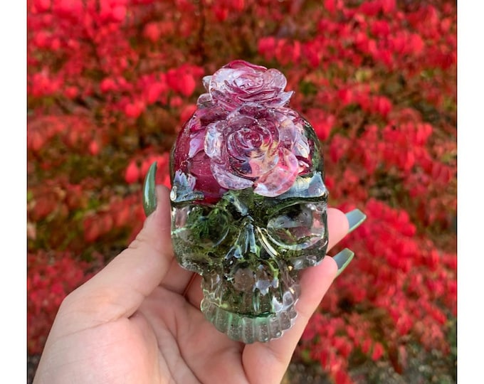 Featured listing image: Custom Rose Skull Statue, Aesthetic Room Decor, Fairycore Grunge, Earthy Decor, Witchy Decor