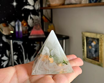 Handmade Mini Resin Pyramid, Earth Toned Decor, Ring Holder