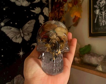 Custom Skull Head, Desk Decor, Witchy Altar Decor, Aesthetic Decor, Preserved Flower Skull, Grunge Decor, Fairy Core Vibes