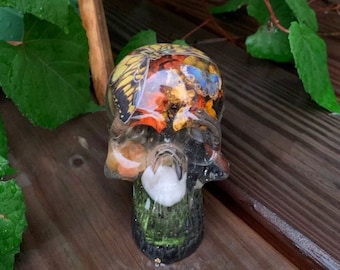 Custom Resin Skull Statue, Earthy Bedroom Decor, Grunge Aesthetic, Gothic Statues