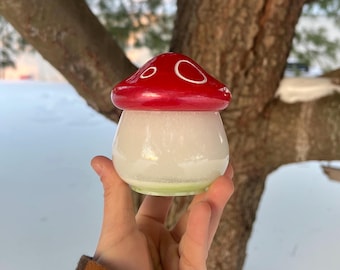 Mushroom Jar, Earthy Bedroom Decor, Nature Decor, Fairycore Aesthetic, Shelf Decor