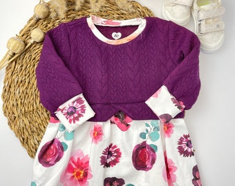 Girly trui 80/paars/sweater/dahlia's/bloemen
