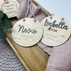 Baby Geburtsschild aus Holz, Lasergraviert, Geschenke zur Geburt, Mädchen, Junge, Geburt, Baby