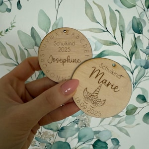 Wooden school cone pendant – personalized with name | School enrollment gift | Wooden school pendant | Laser engraving handmade