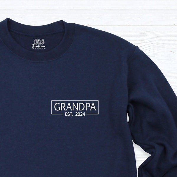 Grandpa Sweatshirt, Personalized Grandma sweat, Grandparents hoodie, Custom Pregnancy Announcement Grandparents Pocket Grampa Est Sweatshirt