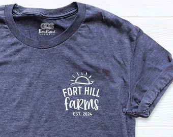 Farm Custom Shirt, Customizable Farm Name Est Shirt, Farm Animals Outfit, Local Farmer Clothing, Matching Family Shirt, Pocket Farm Shirt