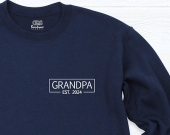 Grandpa Sweatshirt, Personalized Grandma sweat, Grandparents hoodie, Custom Pregnancy Announcement Grandparents Pocket Grampa Est Sweatshirt