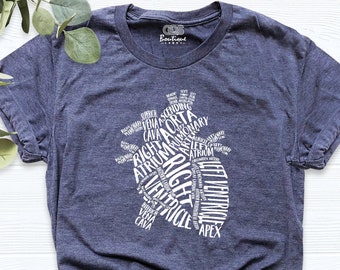 Heart Anatomy Shirt, Nursing School Shirt, Nursing Student Shirt, Anatomical Heart, School Nurse Shirt, Cardiac Nurse Shirts, Anatomy Shirt