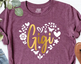 Gigi Shirt, Grandma T-Shirt, Nana Shirt, Mothers Day Shirt, Grandma Gift Shirt, Best Gigi Shirt, Gigi Heart Love Outfit, New Grandma Gift,