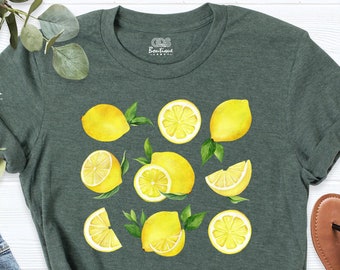 Lemons Shirt, Botanical Shirt, Cottagecore Shirt, Lemons Tee, Cute Fruit Lemon T-Shirt, Lemon Lovers Shirt, Cute Lemons on Stems Design Tee