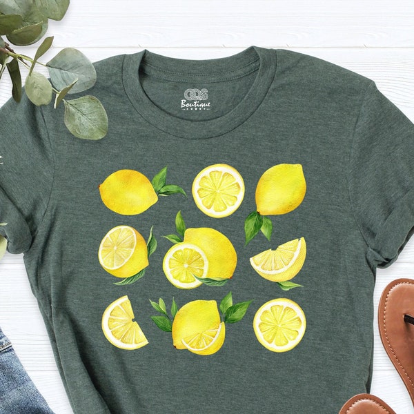 Lemons Shirt, Botanical Shirt, Cottagecore Shirt, Lemons Tee, Cute Fruit Lemon T-Shirt, Lemon Lovers Shirt, Cute Lemons on Stems Design Tee
