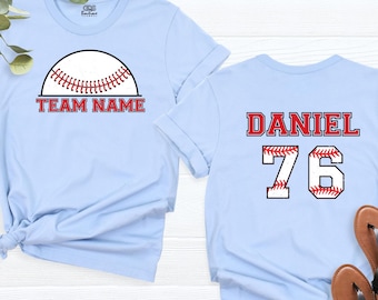 Custom Baseball Team Shirt, Personalized Baseball Player Tee, Name Number Shirt, Custom Sports Shirt, Game Day Tee, Matching Baseball Shirts
