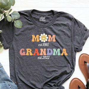 Personalized Mom Grandma Est Shirt, Est Custom Grandma T-Shirt, Tees For Grandma, Grandma To Be Shirt, New Grandma Shirt, Baby Announcement