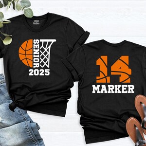Senior Basketball Shirt, Custom Name Number Shirt, Back Design Basketball Tee, Senior Birthday Shirt, Senior Night Shirt, 2025 Senior Shirt
