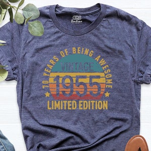 1955 Vintage 70th Birthday Shirt, Seventy Birthday Tee, 70th Birthday Gift, Retro 1955 Tees, 70 Years Being Awesome Tee, 70 Years Old Shirt