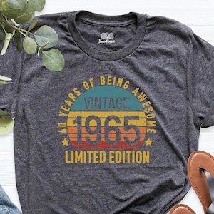 Vintage 1965 Shirt, 60th Birthday Shirt, 60th Birthday Gift For Women, 60th Birthday Gift For Men, Retro 60th Birthday Shirt, Vintage Shirts