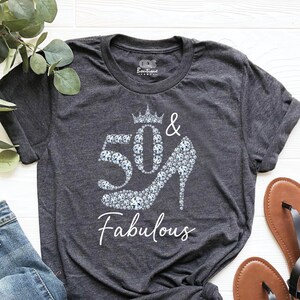 50th birthday shirt, 50th birthday tees for women, 50 & fabulous birthday party shirts, 50th birthday shirts for women, 50th bday shirts Bild 1