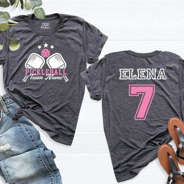 Pickleball Girl Shirt Custom Name and Number Team Tee, Personalized Game Day Pickleball Player Tshirt, Sport Pickleball Lover Women Outfit