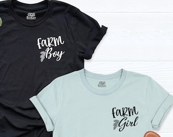 Farm Girl Shirt, Farm Boy Shirt, Farm t-Shirt, Pocket Couple Farm Shirt, Farmer Shirt, Farm Custom Name Shirt, Family Farm Matching Shirt,