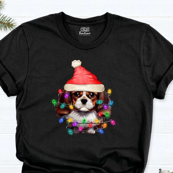 Cavalier King Charles Spaniel Christmas Shirt, Christmas Dog Light Shirt, Cute Christmas Shirt, Dog Lover Tee, Dog Mom Christmas T-Shirt,