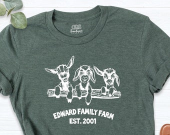 Custom Goat Shirt, Farm Matching Family Shirt, Customizable Farm Name Est Shirt, Goat shirts for women, Funny Farmer Shirt, Goat Lover Gift