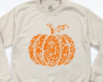 Floral Pumpkin Sweatshirt: Autumn Thanksgiving Long Sleeve Tee
