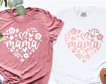 Mama Shirt, Cute Heart Mama Graphic Tee, Mama Heart Shirt, Heart Mom Shirt, Mother Tee, Mama T-Shirt, Mother's Day Shirt, Mom Women's Shirt