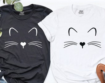 Cat Shirt, Kitty Kitten T-Shirt, I Love Cats Tee, Whiskers Face Shirt, Animal Lover T Shirt, Meowy Shirt