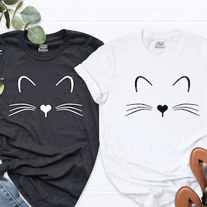 Cat Shirt, Kitty Kitten T-Shirt, I Love Cats Tee, Whiskers Face Shirt, Animal Lover T Shirt, Meowy Shirt