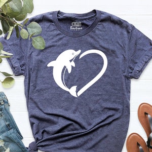Dolphin Shirt, Dolphin Lover Shirt, Cute Dolphin Shirt, Animal Lover Shirt, Heart Dolphin Love T-Shirt, Valentine T-Shirt