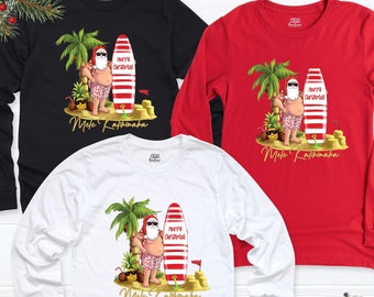 Mele Kalikimaka Hawaiian Christmas Sweatshirt, Tropical Holiday Beach Long Sleeve, Merry Christmas Island Vibes Hoodie, Christmas Beach Tee