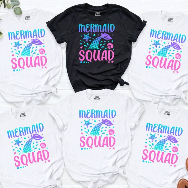 Mermaid Squad Shirt, Funny Squad T-Shirt, Family Mermaid Squad Birthday Shirts, Matching Mermaid Birthday Tee, Girls Birthday Mermaid Shirts