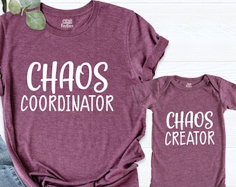 Chaos Coordinator and Chaos Creator Matching Shirts, Mommy and Me Outfits, Mother's day Gift, Mama and Son Shirt, Funny Family Matching Tee
