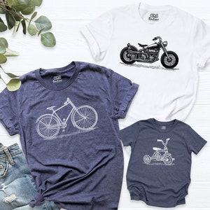 family bike shirt, dad baby matching shirts bike, dad and son matching shirts, dad son bike shirts, Motorcycle Tricycle Bicycle matching tee