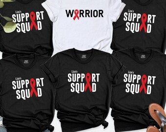 Custom Blood Cancer Awareness Shirt, Leukemia Support Tee, Red Ribbon Cancer Fighter Tees, Blood Disorder Awareness Shirt, Family Cancer Tee