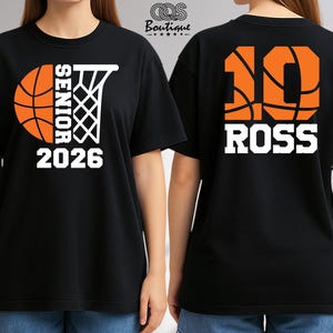 Senior Basketball Shirts Custom Basketball Senior Name Number Tshirt 2026 Senior Night Basketball Boy Girl Shirt Basketball Class Off Outfit image 1