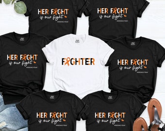 MS Awareness Team Shirt, Personalized Her Fight is Our Fight Shirt, Multiple Sclerosis Group Tshirt, Orange Ribbon Fighter Tees, MS Shirt