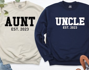 Uncle Sweatshirt, aunt and uncle sweats, pregnancy announcement aunt and uncle, uncle aunt tees, aunt and uncle sweatshirt, custom new uncle