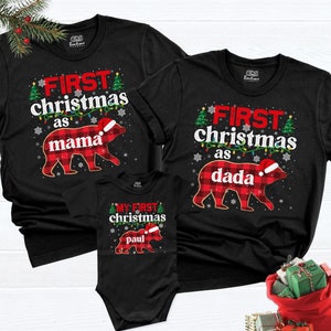 First Christmas as Mom Dad Shirts, Matching Family Christmas Shirt, New Parent Christmas Outfit, Mommy Daddy Holiday Tee, Baby Xmas Shirt