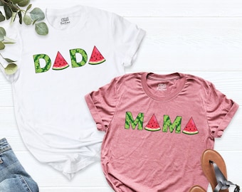 Watermelon Mama Shirt, Couple Watermelon Shirt, Watermelon Dada Shirt, Dad Mom Birthday Gift, Matching Family Summer Shirt, Fruit Mom Shirt