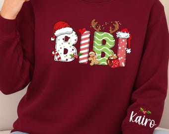 Personalized Bibi Christmas Sweatshirt, Custom Grandma Holiday Hoodie, Christmas Nana Shirt with Grandkids Names, Vacation Family Sweatshirt