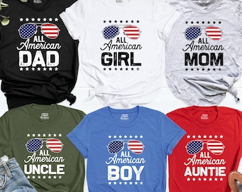 All American Family Matching Shirt, Custom USA Flag Tshirt, 4th of July Dad Mom Uncle Auntie Tee, Independence Day Tee, Usa Family Party Tee
