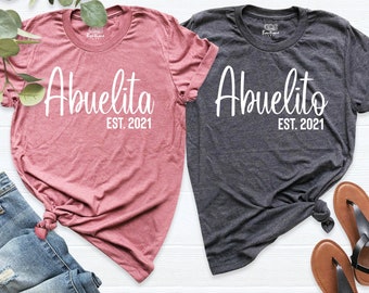 Custom Abuelito Abuelita Shirt abuela abuelo baby announcement tee Mexican New Grandma Grandpa Shirt, Pregnancy Announcement Reveal T-Shirts