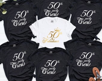 50 and fabulous shirt, 50th birthday women party group, 50th birtday party, 50 crews tshirt, 50 birthday women shirt, 50th party crew shirts