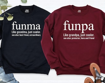 Grandma Sweatshirt, Grandpa Sweatshirt, Nana Papa Couple Sweatshirt, Funma and Funpa Funny Sweaters, Nana Papa Definition Saying Outfits