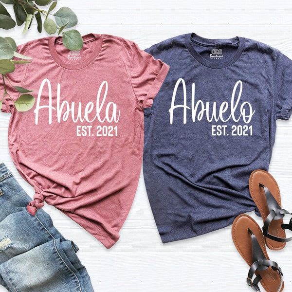 Abuelo Shirt, Abuela Shirt, EST Pregnancy Announcement, Custom Granparents Shirts, Nana to Be Shirt, Papa to Be Shirt, Baby Reveal Shirt