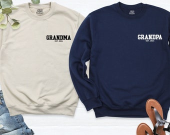 Grandma and Grandpa Sweatshirt, pocket size grandma sweat, new grandparents tees, new grandpa sweatshirt, custom grandpa hoodie, mimi sweats