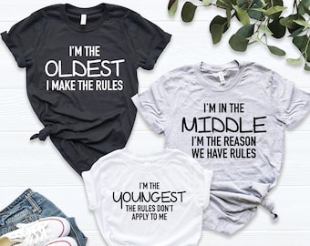 The Rules Funny Family Matching Shirt, Sibling Shirt, Middle Shirt, Youngest Shirt, Oldest Shirt, Shirt for Brother and Sister, Kids Shirts